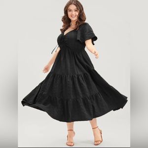 Size 28 • 5x • BloomChic • Ruched Drawstring WITH POCKET Ruffle Tiered Dress